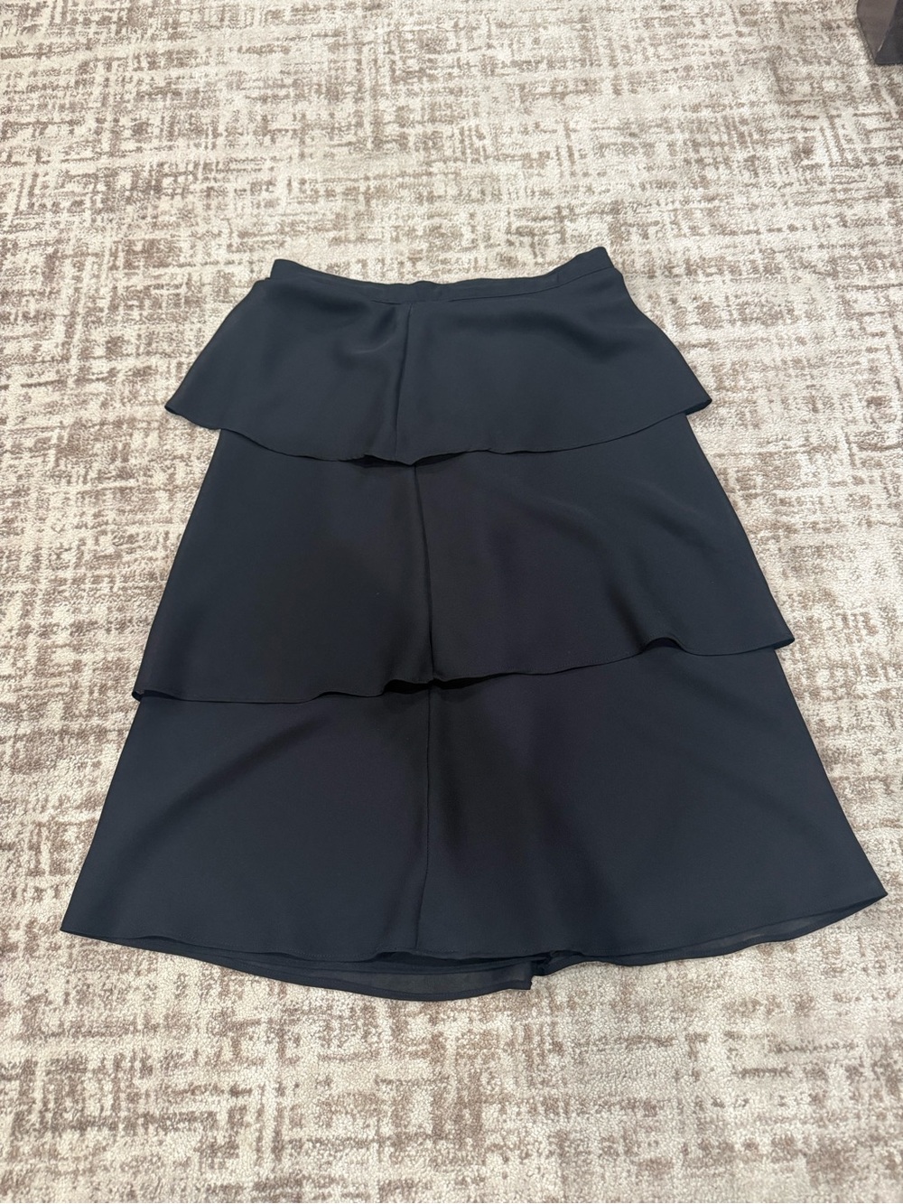 Veronique Young for W Collection Black Tiered Ruffle Midi Skirt Career Y2K 90s